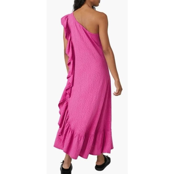 Free People Beach One-Shoulder Fuchsia Dress size large - Picture 9 of 9